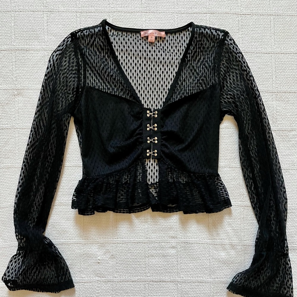 Black Lace crop top, see through back